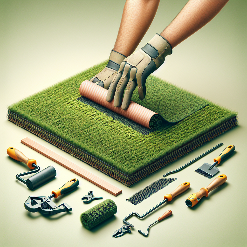 Realistic stock image of artificial grass installation.